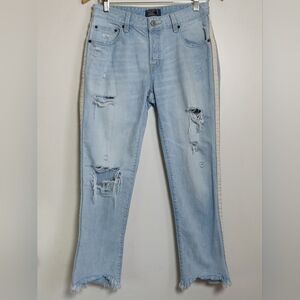 Abercrombie Ames Low Rise Slim Boyfriend Light Blue Distressed Jeans